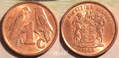 ЮАР 1 цент 1996 года, KM# 158, 171-134