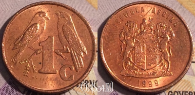 ЮАР 1 цент 1999 года, KM# 170, 186a-091