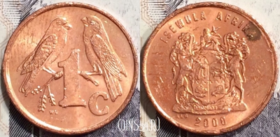 ЮАР 1 цент 2000 года, KM# 170, 130-022