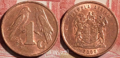 ЮАР 1 цент 2000 года, KM# 170, 222-001