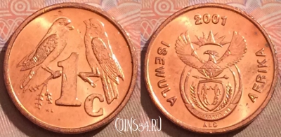 ЮАР 1 цент 2001 года, KM# 221, 172a-046