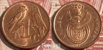 ЮАР 1 цент 2001 года, KM# 221, 274r-132