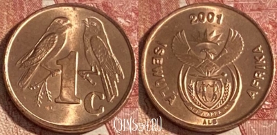 ЮАР 1 цент 2001 года, KM# 221, 336r-129
