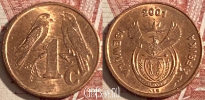 ЮАР 1 цент 2001 года, KM# 221, 362r-120