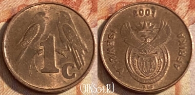 ЮАР 1 цент 2001 года, KM# 221, 448r-119