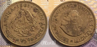 ЮАР 1/2 цента 1961 года, KM# 56, 143-092