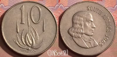 ЮАР 10 центов 1965 г., SOUTH AFRICA, KM# 68.1, 088l-114