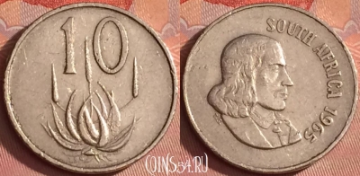 ЮАР 10 центов 1965 г., SOUTH AFRICA, KM# 68.1, 335l-056