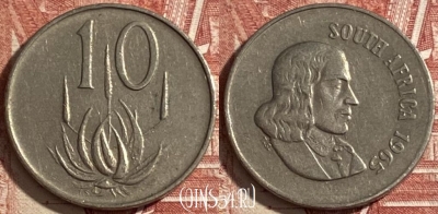 ЮАР 10 центов 1965 г., SOUTH AFRICA, KM# 68.1, 477р-123