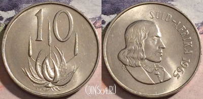 ЮАР 10 центов 1965 года, SUID-AFRIKA, KM# 68.2, a118-016
