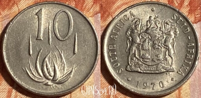 ЮАР 10 центов 1970 года, KM# 85, 464q-597 ♛