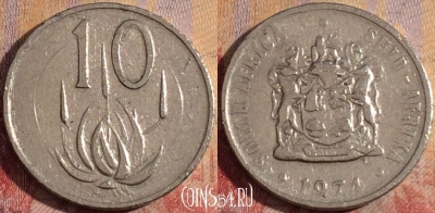 ЮАР 10 центов 1974 года, KM# 85, 168a-100