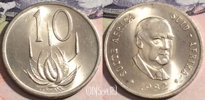 ЮАР 10 центов 1982 года, KM# 112, 170-122