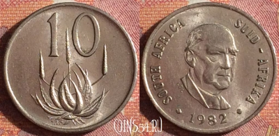 ЮАР 10 центов 1982 года, KM# 112, 361-124
