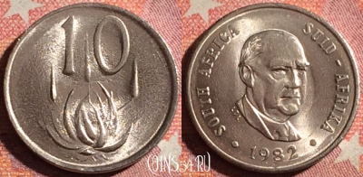 ЮАР 10 центов 1982 года, KM# 112, 365-008