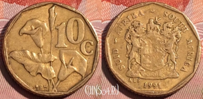 ЮАР 10 центов 1991 года, KM# 135, 088c-025