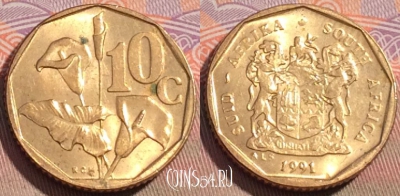 ЮАР 10 центов 1991 года, KM# 135, 114c-058