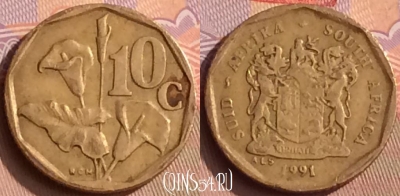 ЮАР 10 центов 1991 года, KM# 135, 448-069