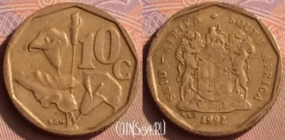 ЮАР 10 центов 1992 года, KM# 135, 450-109