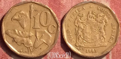 ЮАР 10 центов 1993 года, KM# 135, 409-033
