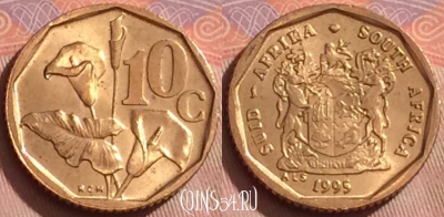 ЮАР 10 центов 1995 года, KM# 135, 260k-013