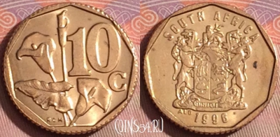 ЮАР 10 центов 1996 года, KM# 161, 242k-016