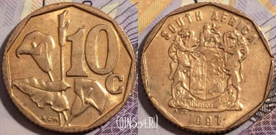 ЮАР 10 центов 1997 года, KM# 161, 195-063
