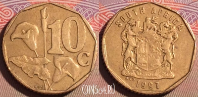 ЮАР 10 центов 1997 года, KM# 161, 209a-118