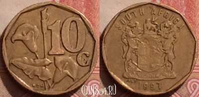 ЮАР 10 центов 1997 года, KM# 161, 283k-031