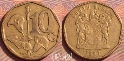 ЮАР 10 центов 1997 года, KM# 161, 360k-026