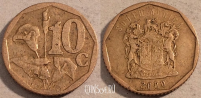 ЮАР 10 центов 2000 года, KM# 161, 111-076