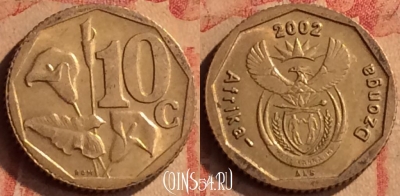 ЮАР 10 центов 2002 года, KM# 269, 415-113