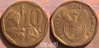 ЮАР 10 центов 2004 года, KM# 326, 076o-074