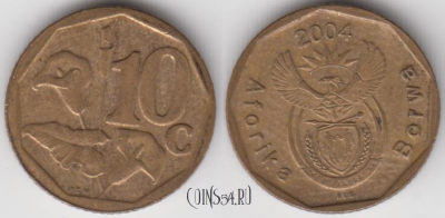 ЮАР 10 центов 2004 года, KM# 326, 125-076
