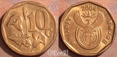 ЮАР 10 центов 2004 года, KM# 326, 376k-002