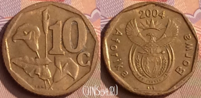 ЮАР 10 центов 2004 года, KM# 326, 447-113
