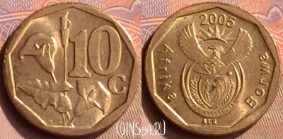 ЮАР 10 центов 2005 года, KM# 292, 417-044