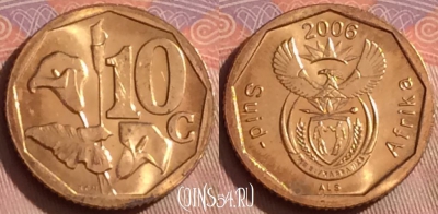ЮАР 10 центов 2006 года, KM# 487, 255k-104