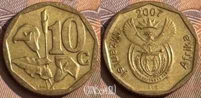 ЮАР 10 центов 2007 года, KM# 341, 054s-028