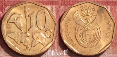 ЮАР 10 центов 2008 года, KM# 441, 141l-045