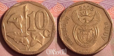 ЮАР 10 центов 2008 года, KM# 441, 220k-124