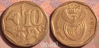 ЮАР 10 центов 2008 года, KM# 441, 348k-027