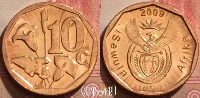 ЮАР 10 центов 2009 года, KM# 465, 285k-136