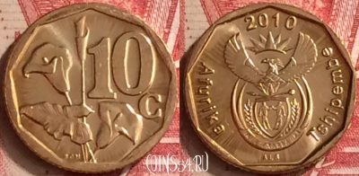 ЮАР 10 центов 2010 года, KM# 494, 207m-033