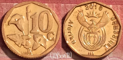 ЮАР 10 центов 2010 года, KM# 494, 379k-025