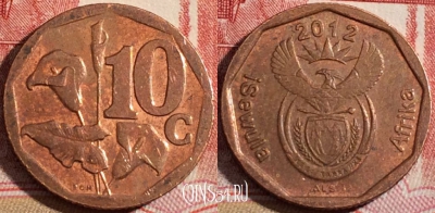 ЮАР 10 центов 2012 года, KM# 530, 221-128