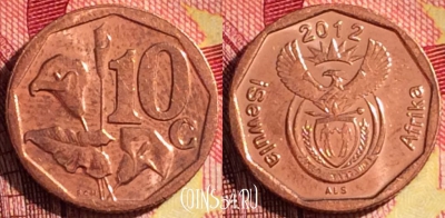 ЮАР 10 центов 2012 года, KM# 530, 260i-107