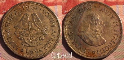 ЮАР 1/2 цента 1961 года, KM# 56, 194a-056