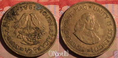 ЮАР 1/2 цента 1961 года, KM# 56, 201a-105