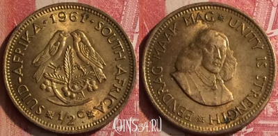 Южная Африка 1/2 цента 1961 года, KM# 56, 455o-005